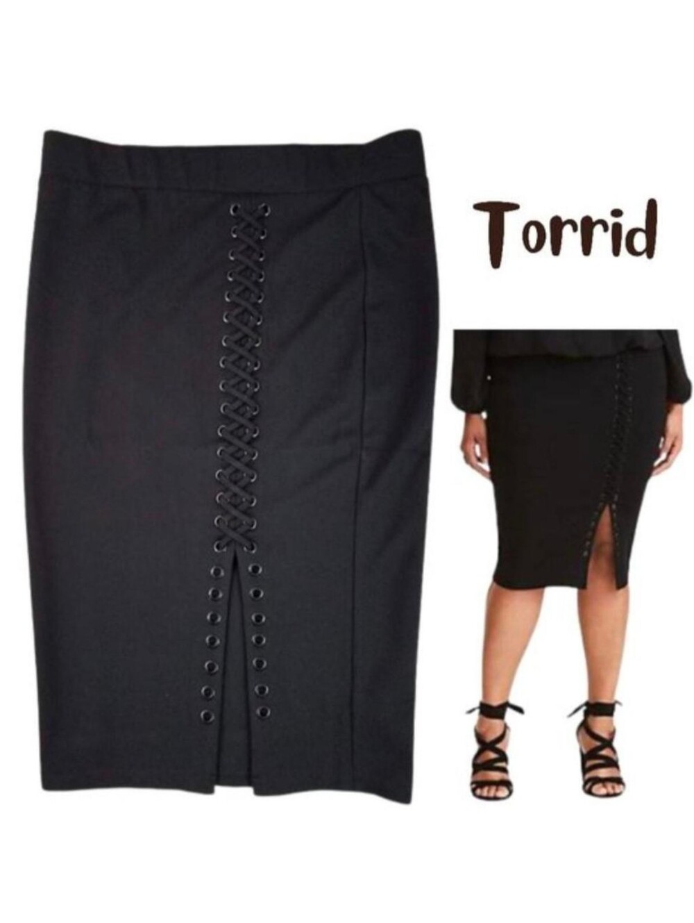 Torrid Lace Up Knit Pencil Skirt 0X L 12 NWT Goth Wiggle Whimsigoth Nightfall